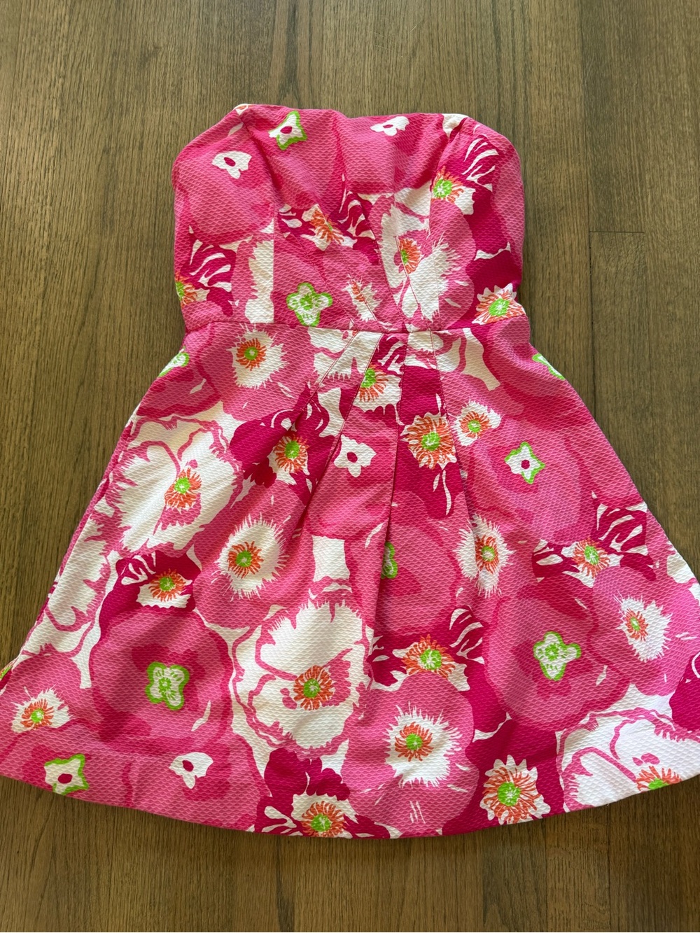 Lilly Pulitzer Bloom Strapless Dress-Cherry Begonia Print-Size 6
